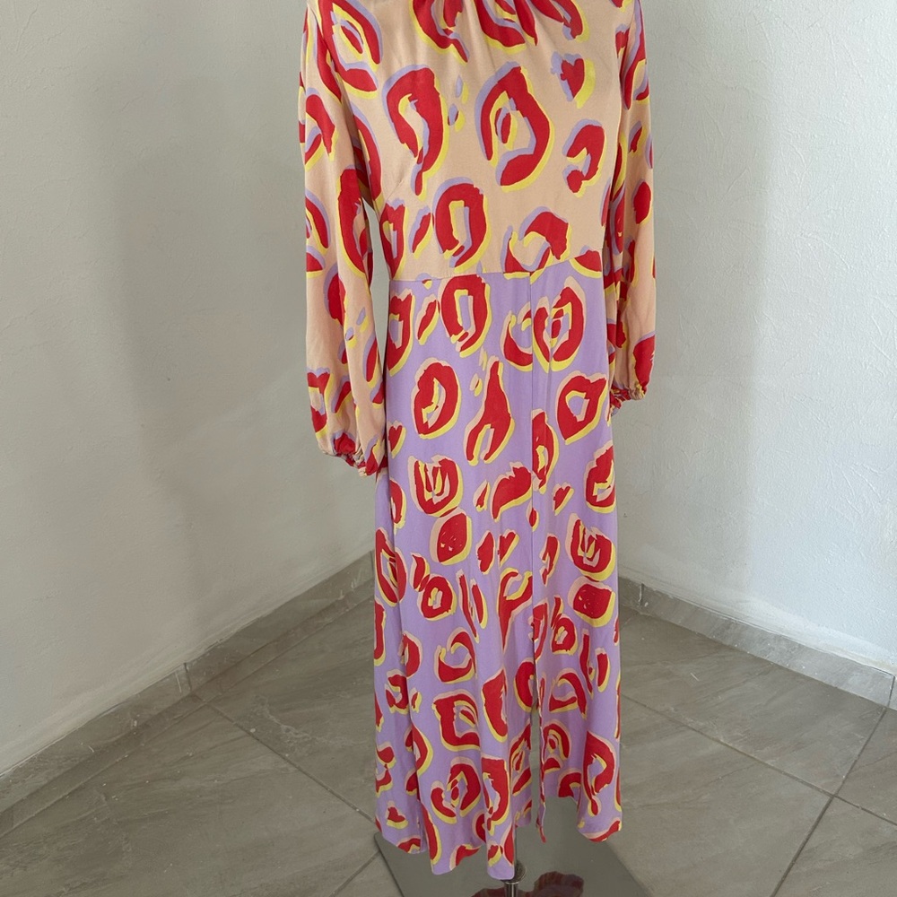 Closet London Red and White Long Sleeve Sundress with Bishop Sleeves